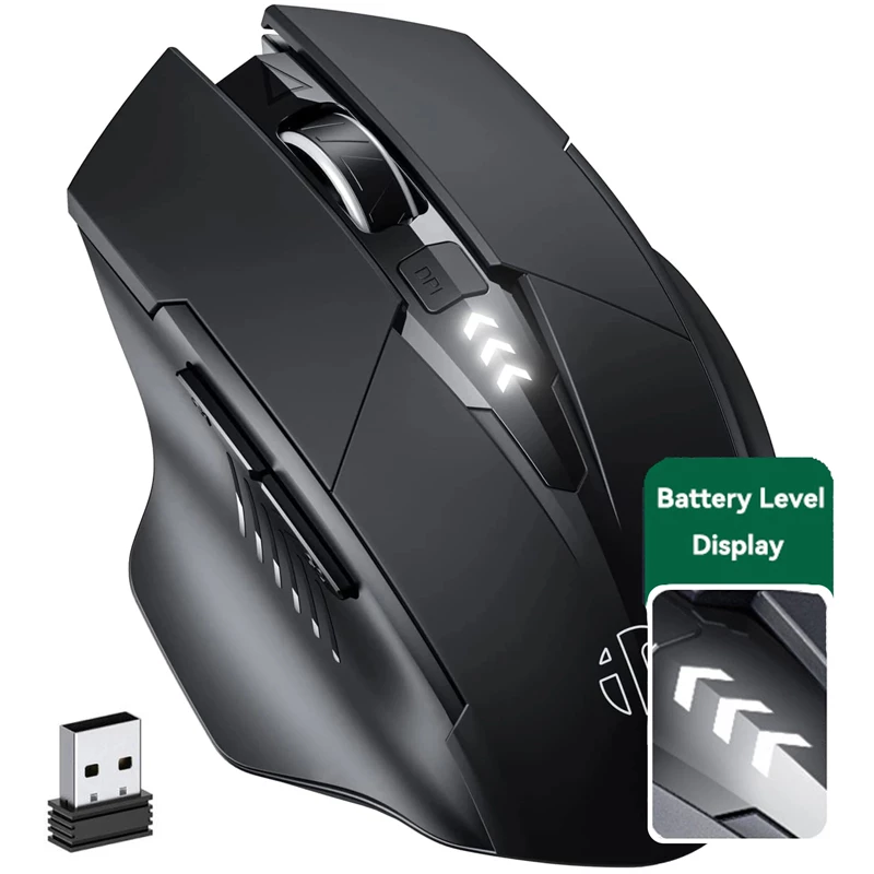 INPHIC Advanced Bluetooth Wireless Mouse with Rechargeable Battery and 2.4G Wireless Technology - Silent Mute Design for Office - Compatible with PCs, Laptops, Tablets, Smartphones - Windows, macOS, Linux - Versatile and Convenient Mouse for Productivity and Gaming