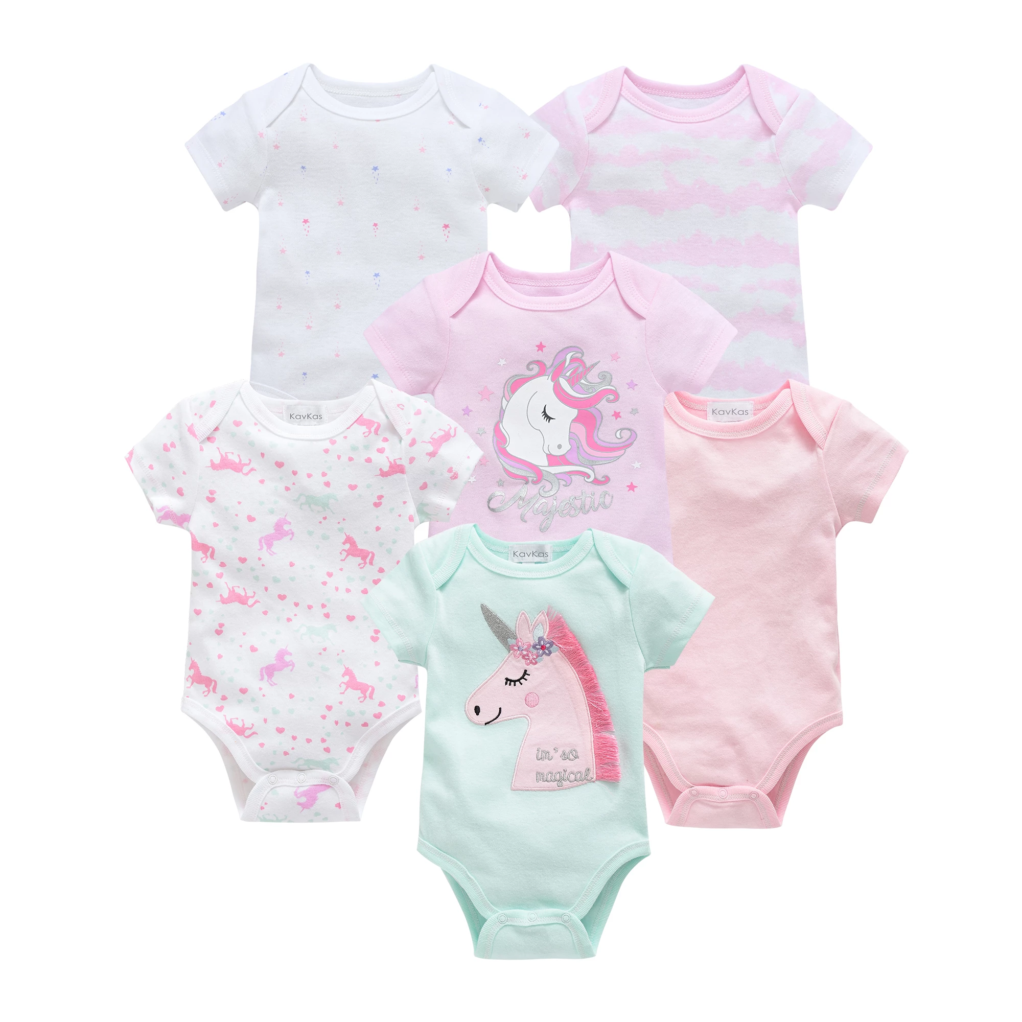 High-Quality Cotton Baby Girls Bodysuits Value Pack - 3/6 PCS Short Sleeve Infant Onesies Set for Newborns to Toddlers - Soft and Breathable Fabric, Adorable Designs, Perfect for Layering and Styling, Sizes 0-12 Months